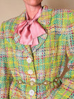 Camicia con fiocco al collo in raso di seta rosa 