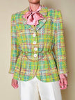 Camicia con fiocco al collo in raso di seta rosa 