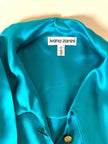 Camicia con fiocco al collo in raso di seta verde Caraibi “Ivana Zanini”