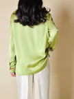 Camicia con fiocco in raso di seta verde pistacchio “Gucci”