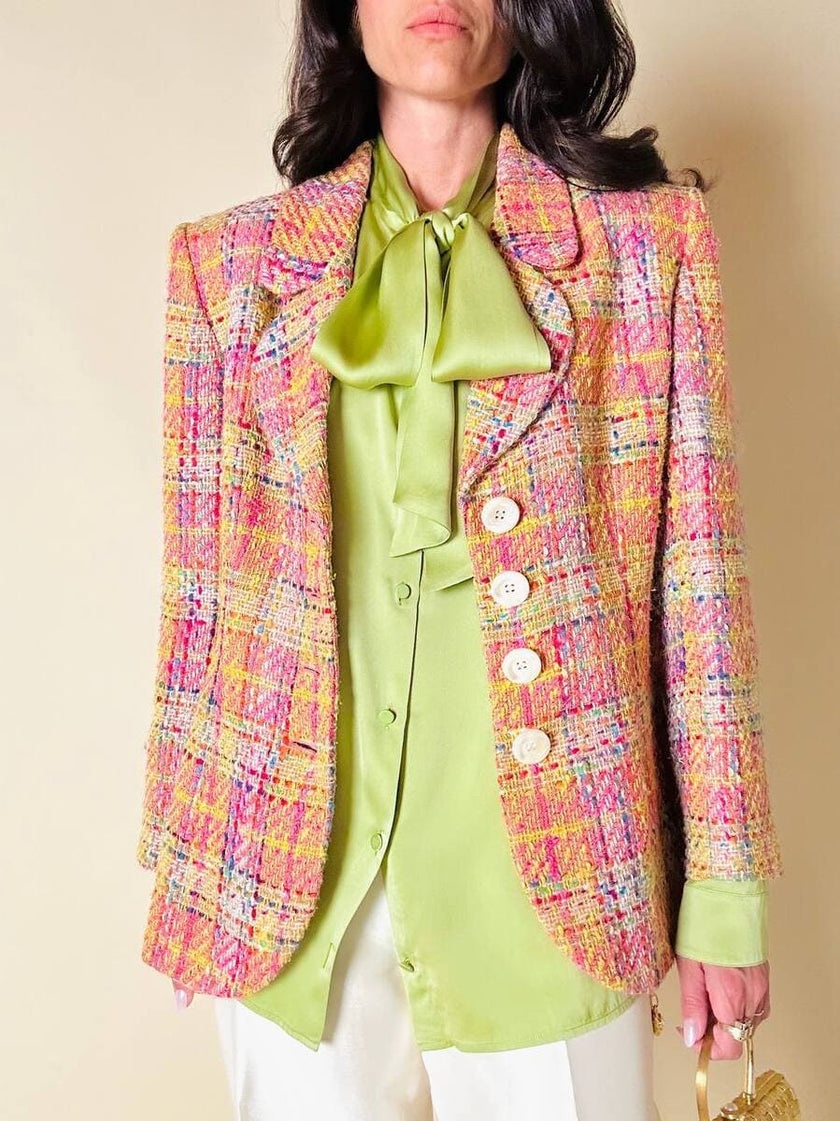 Camicia con fiocco in raso di seta verde pistacchio “Gucci”