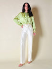 Camicia con fiocco in raso di seta verde pistacchio “Gucci”