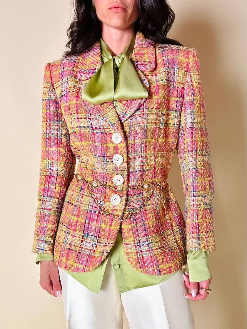 Camicia con fiocco in raso di seta verde pistacchio “Gucci”