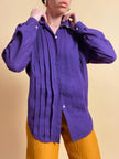 Camicia in cotone viola con motivo plissé