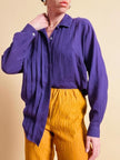 Camicia in cotone viola con motivo plissé