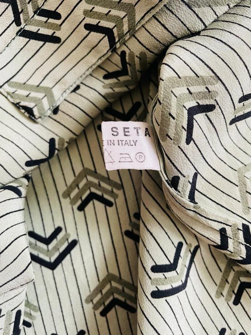 Camicia in seta fantasia verde lichene 