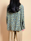 Camicia in seta verde oliva fantasia floreale