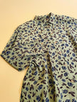 Camicia in seta verde oliva fantasia floreale