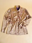 Camicia con jabot in tessuto Jaquard color oro