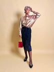Camicia con jabot in tessuto Jaquard color oro