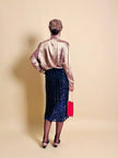 Camicia con jabot in tessuto Jaquard color oro
