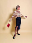 Camicia con jabot in tessuto Jaquard color oro