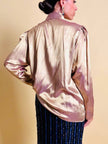 Camicia con jabot in tessuto Jaquard color oro