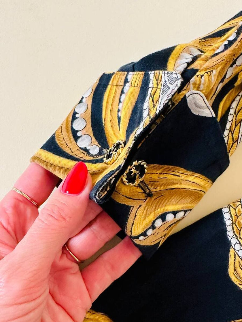 Camicia nera fantasia barocca con perle “Laurèl”