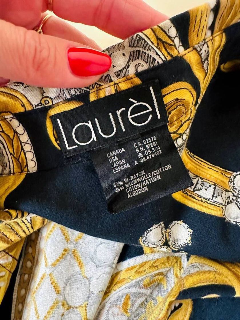 Camicia nera fantasia barocca con perle “Laurèl”