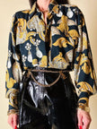 Camicia nera fantasia barocca con perle “Laurèl”