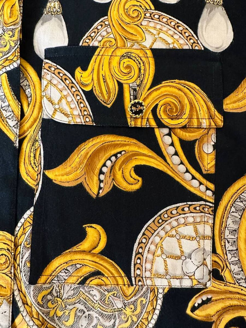 Camicia nera fantasia barocca con perle “Laurèl”