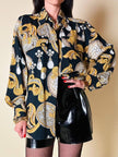 Camicia nera fantasia barocca con perle “Laurèl”