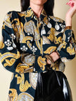 Camicia nera fantasia barocca con perle “Laurèl”