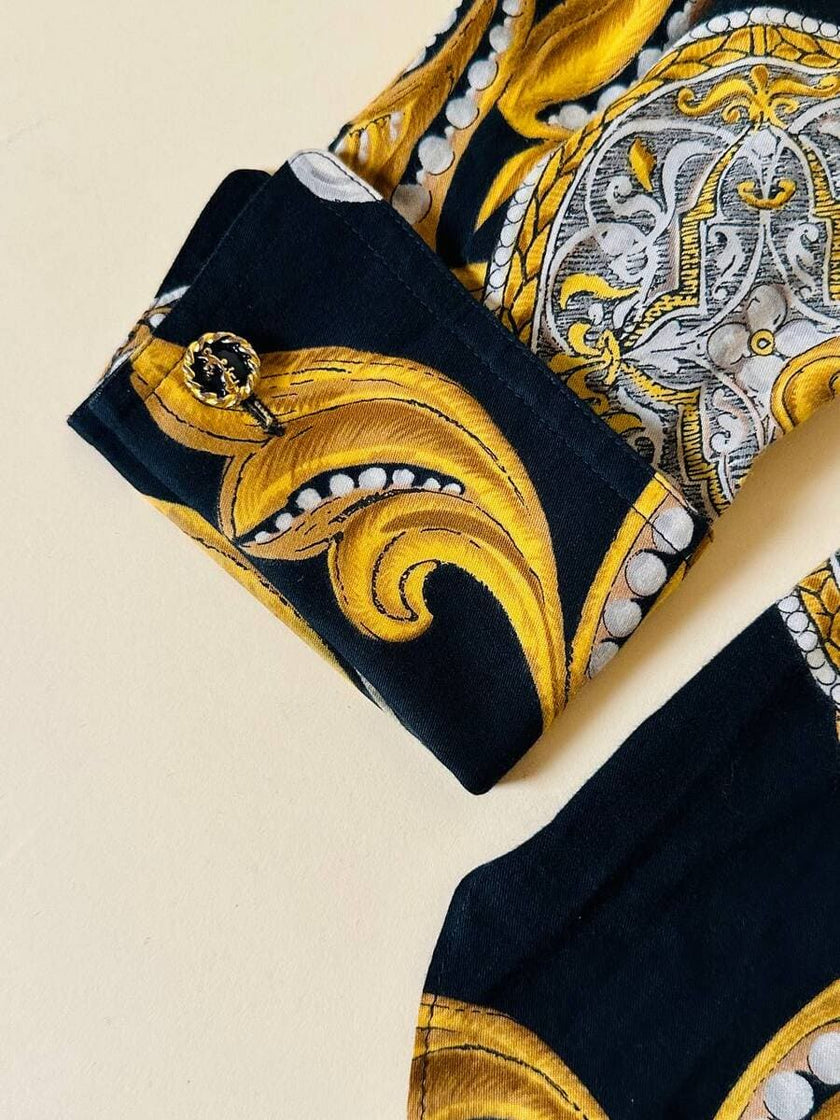 Camicia nera fantasia barocca con perle “Laurèl”