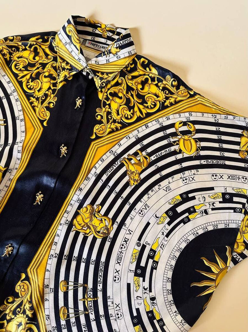 Camicia fantasia optical con segni dello zodiaco “Nara Camicie”