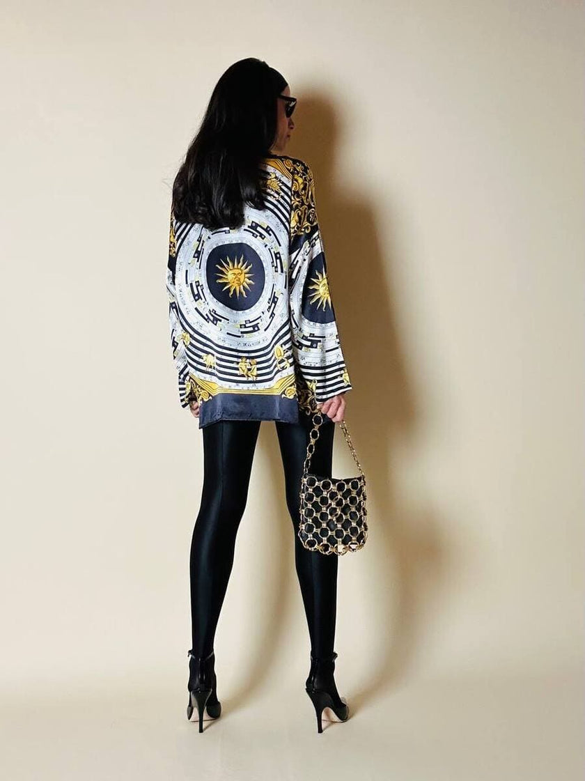 Camicia fantasia optical con segni dello zodiaco “Nara Camicie”