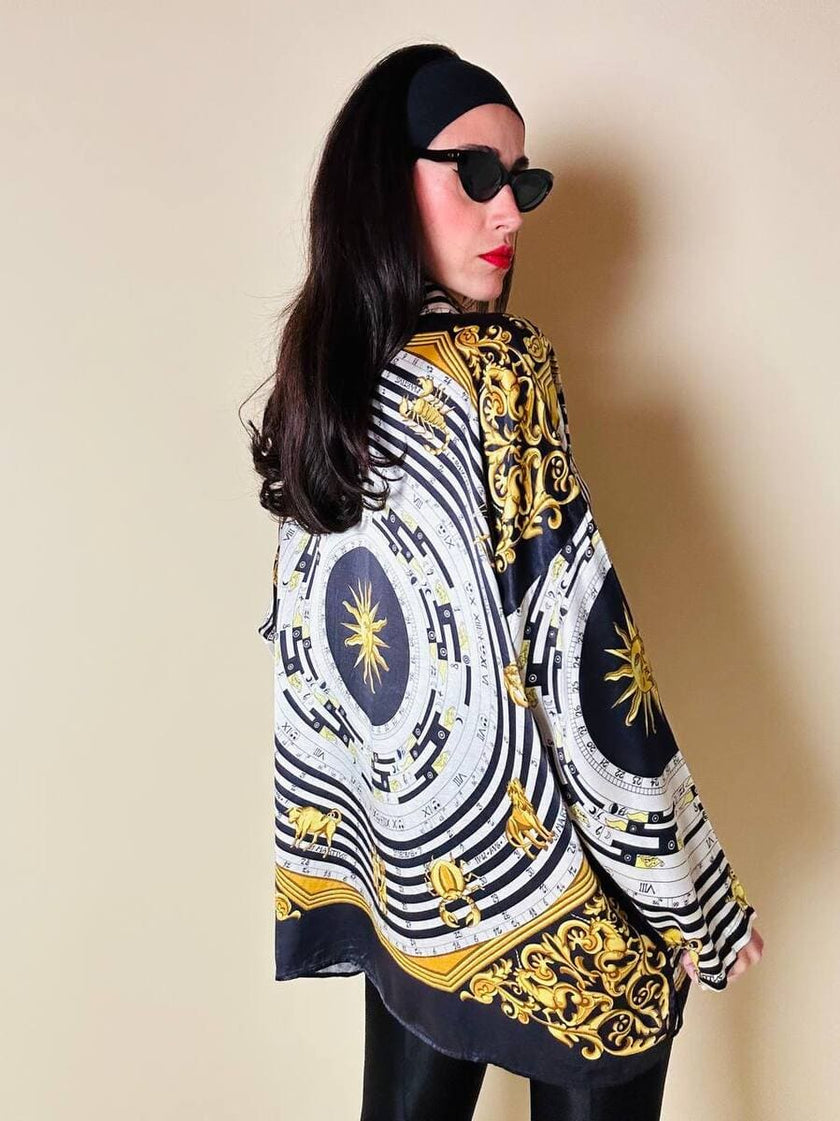 Camicia fantasia optical con segni dello zodiaco “Nara Camicie”