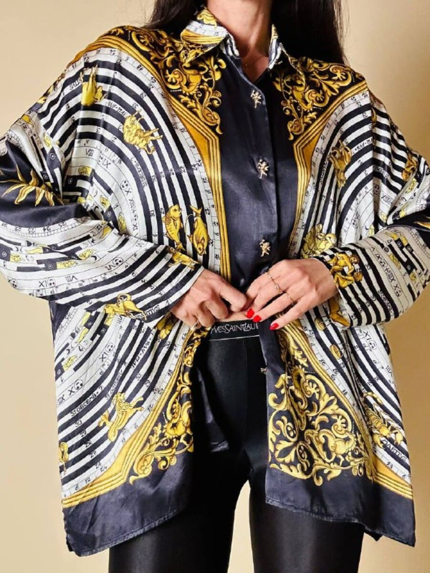 Camicia fantasia optical con segni dello zodiaco “Nara Camicie”