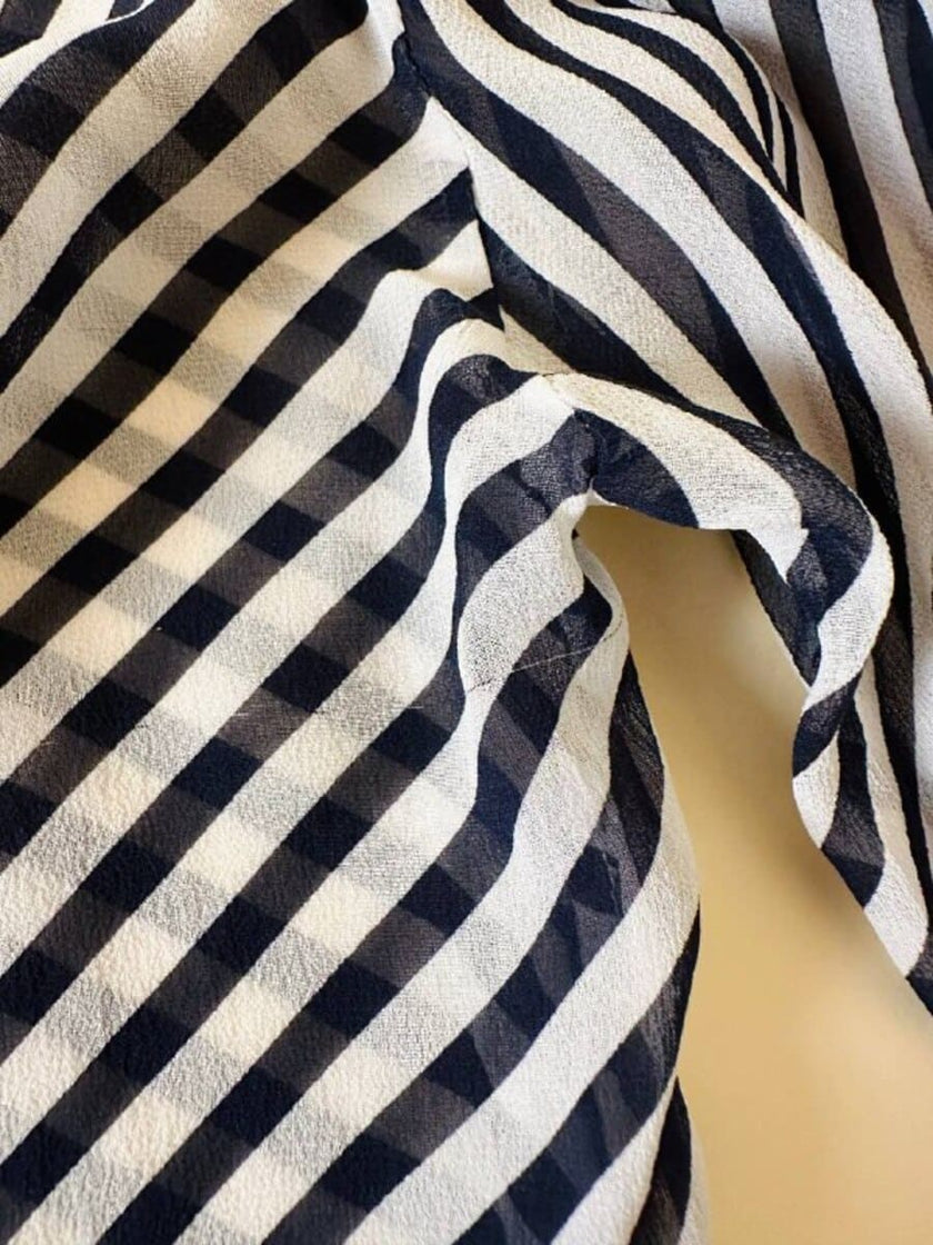 Camicia in chiffon di seta a righe bianche e blu “Gianfranco Ferrè”