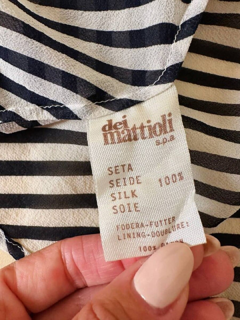 Camicia in chiffon di seta a righe bianche e blu “Gianfranco Ferrè”