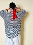 Camicia in chiffon di seta a righe bianche e blu “Gianfranco Ferrè”