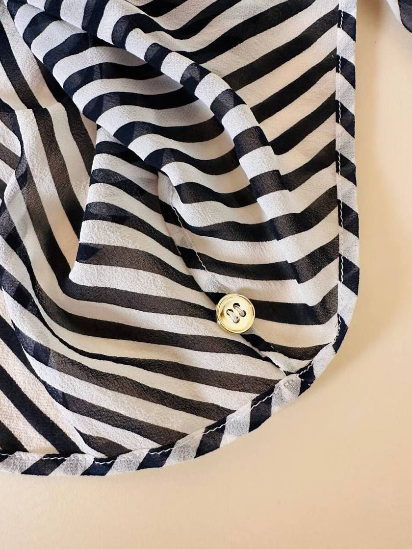 Camicia in chiffon di seta a righe bianche e blu “Gianfranco Ferrè”