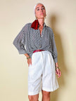 Camicia in chiffon di seta a righe bianche e blu “Gianfranco Ferrè”