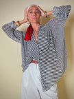 Camicia in chiffon di seta a righe bianche e blu “Gianfranco Ferrè”