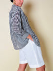 Camicia in chiffon di seta a righe bianche e blu “Gianfranco Ferrè”