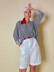Camicia in chiffon di seta a righe bianche e blu “Gianfranco Ferrè”