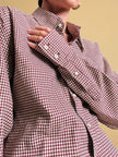 Camicia in cotone Jacquard fantasia pied de poule