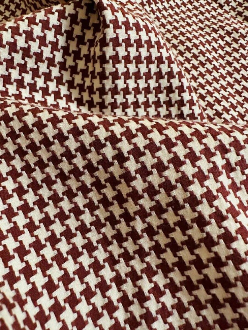 Camicia in cotone Jacquard fantasia pied de poule
