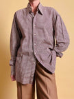 Camicia in cotone Jacquard fantasia pied de poule