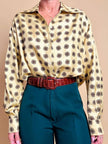 Camicia in drill di pura seta color crema fantasia cravatta 