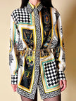 Camicia in drill di seta fantasia grottesca “Garage Paris”
