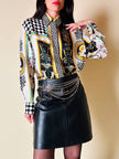 Camicia in drill di seta fantasia grottesca “Garage Paris”