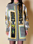 Camicia in drill di seta fantasia grottesca “Garage Paris”