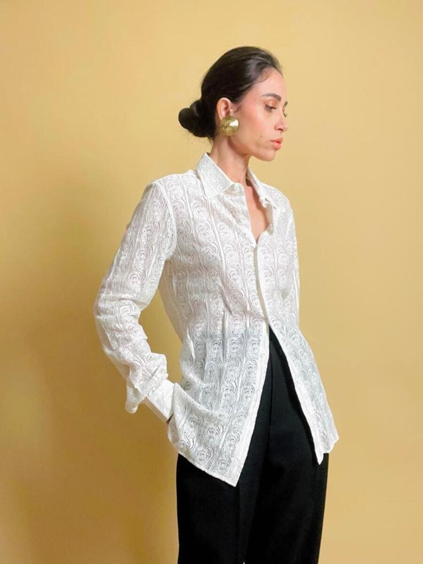 Camicia in pizzo bianco Glans Firenze