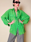 Camicia in pura seta verde pisello “Sovrana”