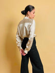 Camicia sartoriale in raso di seta color polvere