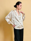 Camicia sartoriale in raso di seta color polvere
