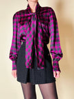 Camicia con fiocco in seta fantasia pied de coque “Luisa Spagnoli”