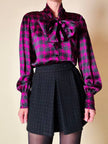 Camicia con fiocco in seta fantasia pied de coque “Luisa Spagnoli”