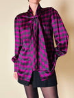 Camicia con fiocco in seta fantasia pied de coque “Luisa Spagnoli”